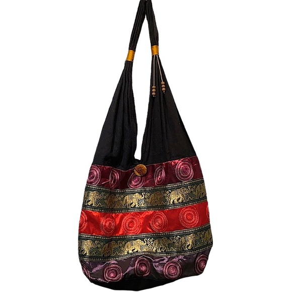 Vintage Hippie Boho  bohemian  Shoulder Bag with Elephants India Eastern - Picture 11 of 12